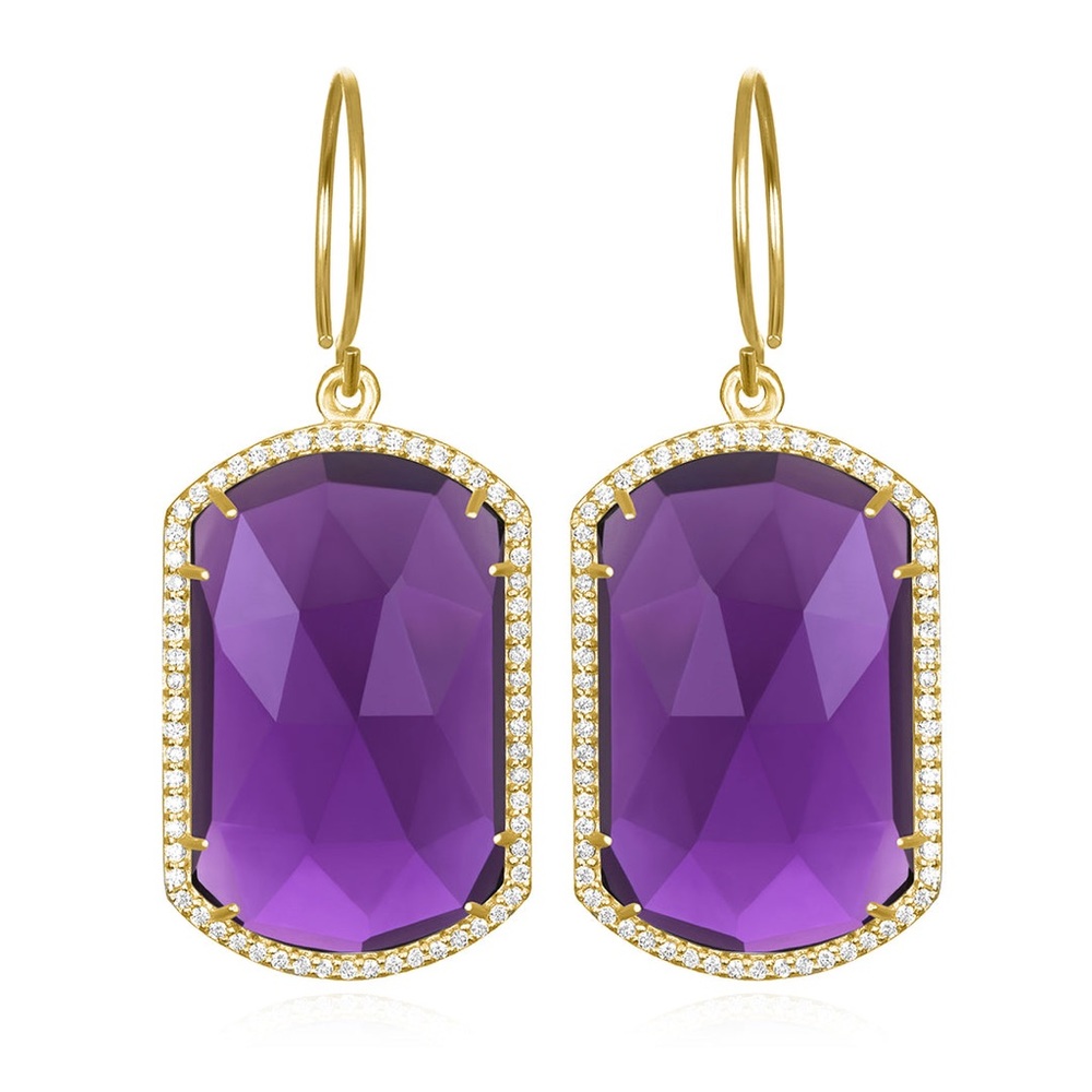 Amelia Rose PARIS EMERALD EARRING VIOLET GOLD